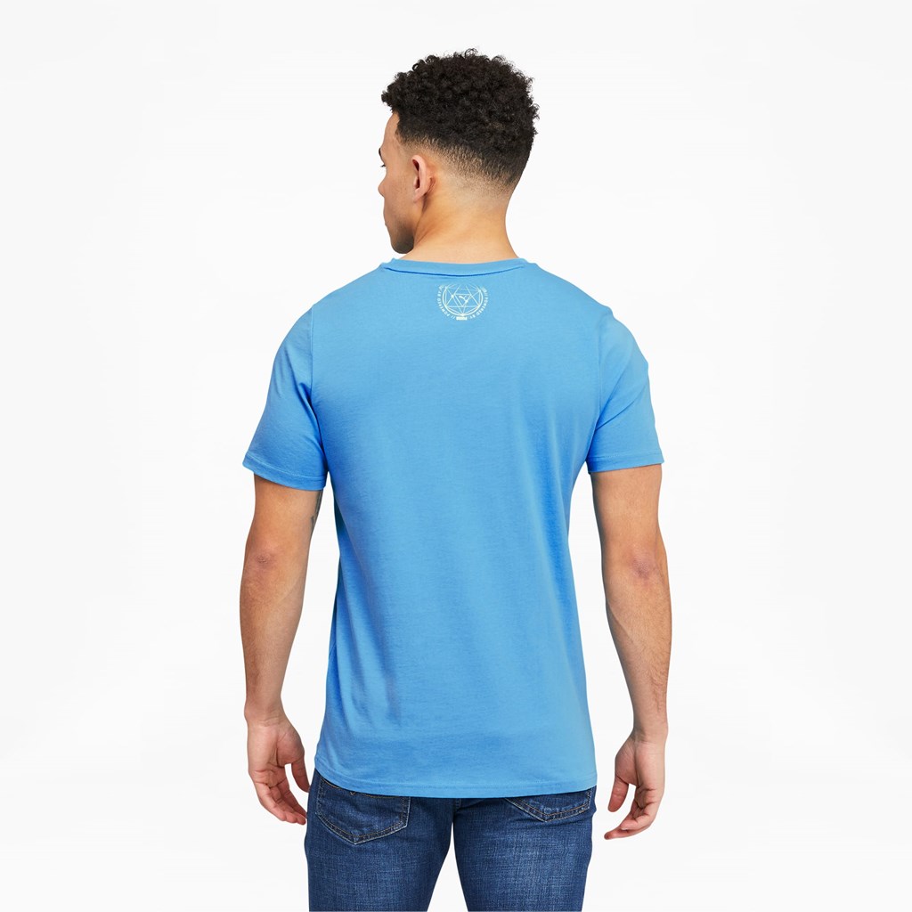 Bleu Azur Puma Lightsense Box Logo Men's Tee | 7145JYUTA