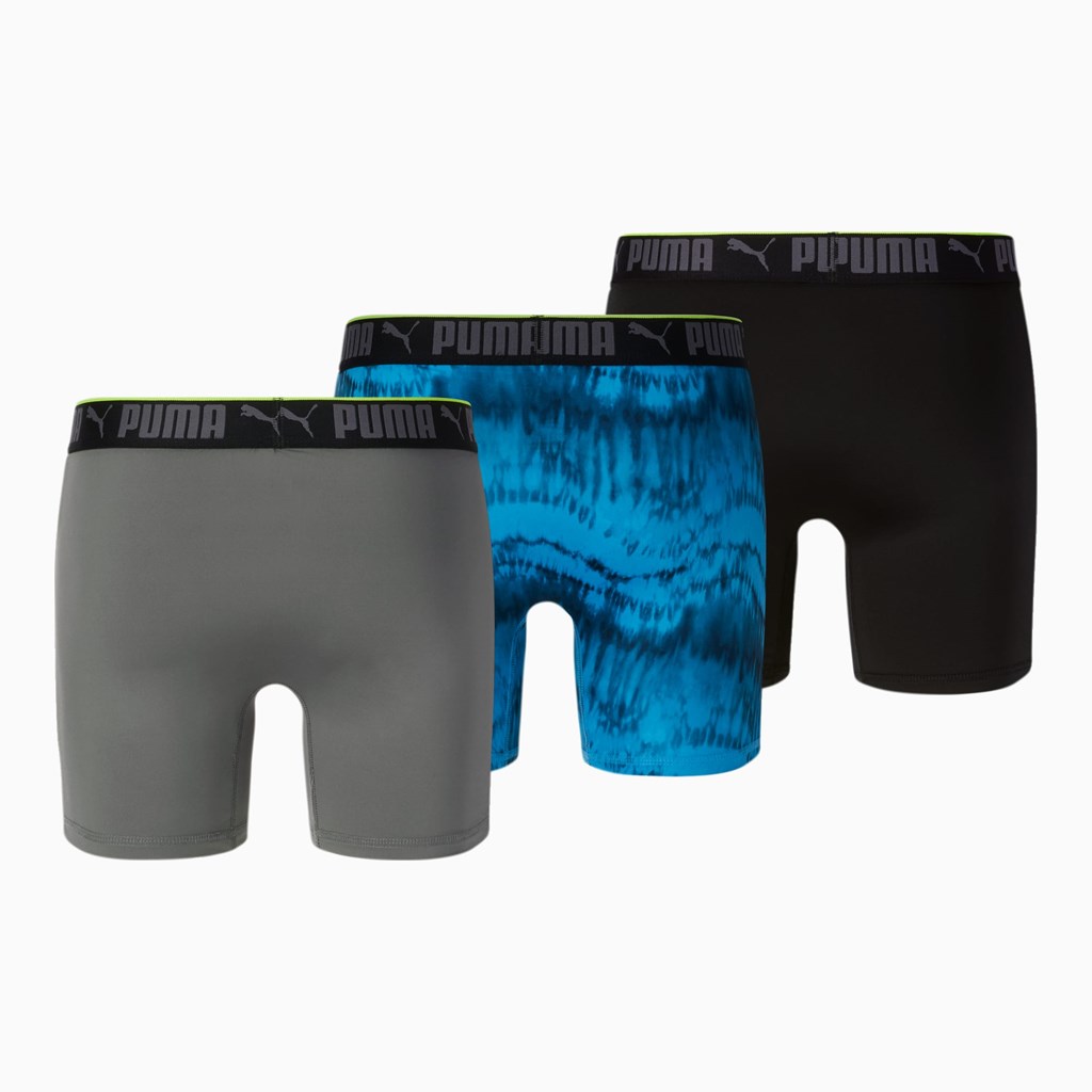 Blue / Black Puma Boxer Briefs [3 Pack] Men's Briefs | 4950EDJAW