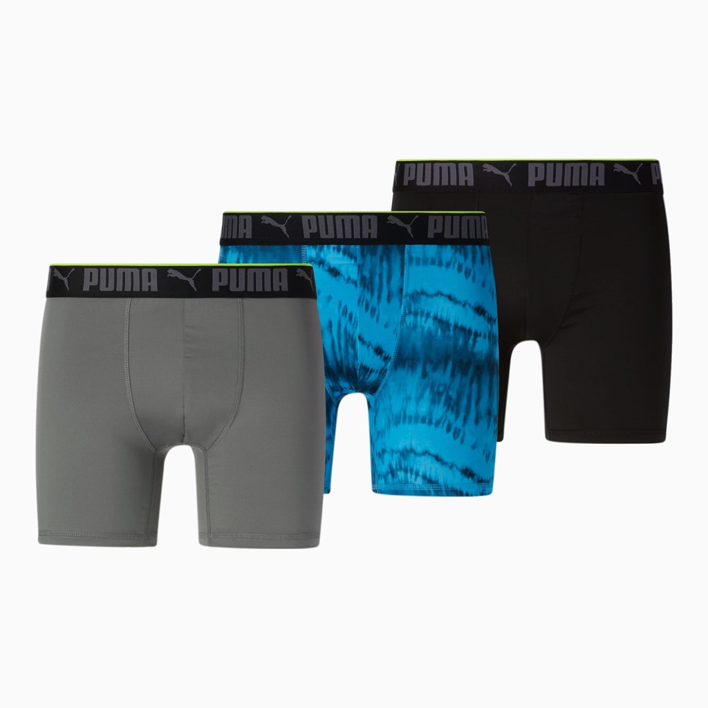 Blue / Black Puma Boxer Briefs [3 Pack] Men\'s Briefs | 4950EDJAW