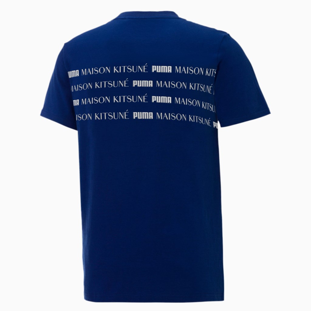 Blue Depths Puma PUMA x MAISON KITSUNE Engineered Men's Tee | 7896OJYFW