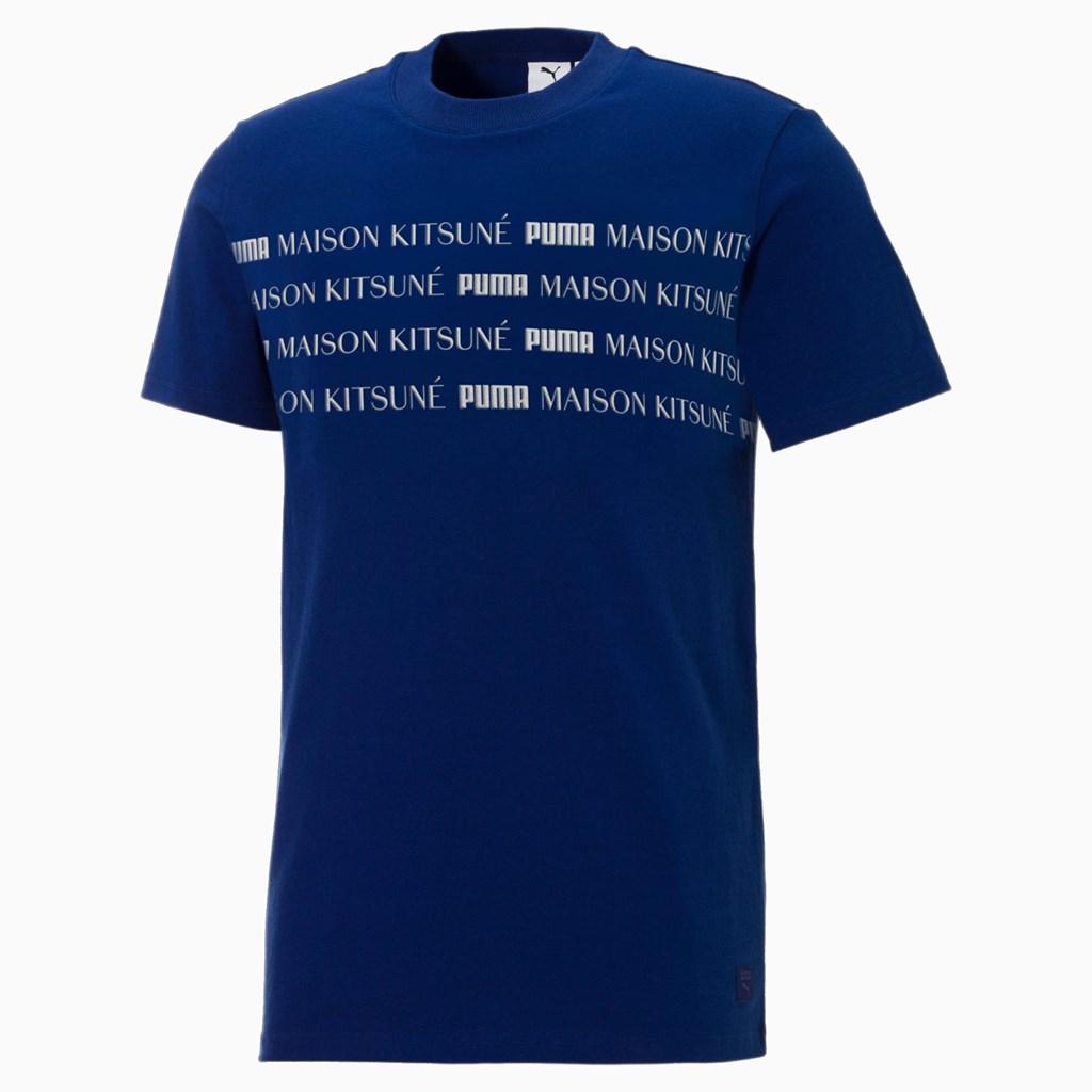 Blue Depths Puma PUMA x MAISON KITSUNE Engineered Men\'s Tee | 7896OJYFW