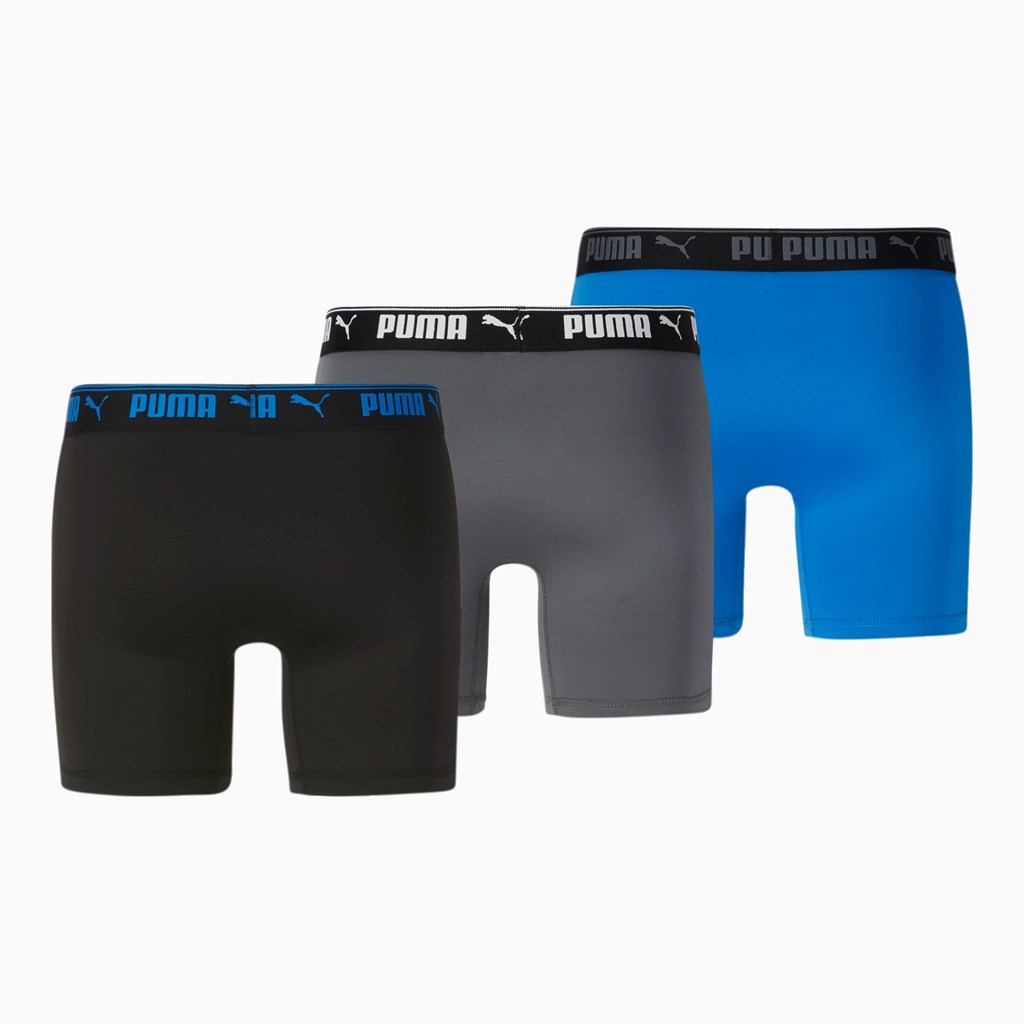 Blue / Grey Puma Training Boxer Briefs [3 Pack] Men's Briefs | 3956CGTSQ