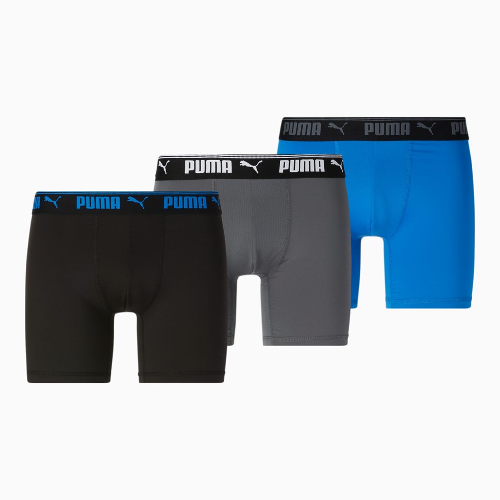 Blue / Grey Puma Training Boxer Briefs [3 Pack] Men\'s Briefs | 3956CGTSQ