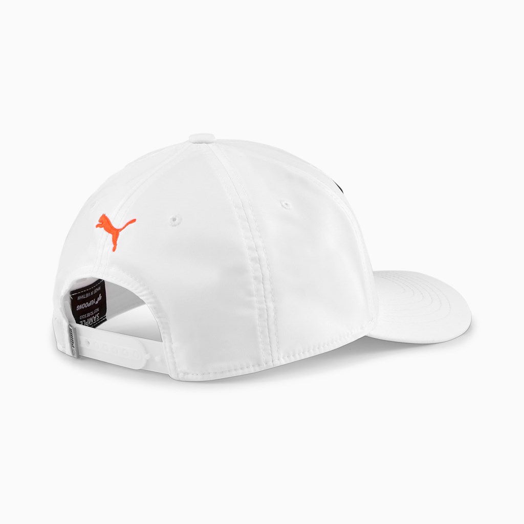 Bright White / Black / Vibrant Orange Puma Moving Day X Snapback Men's Snapback | 1462STPGH