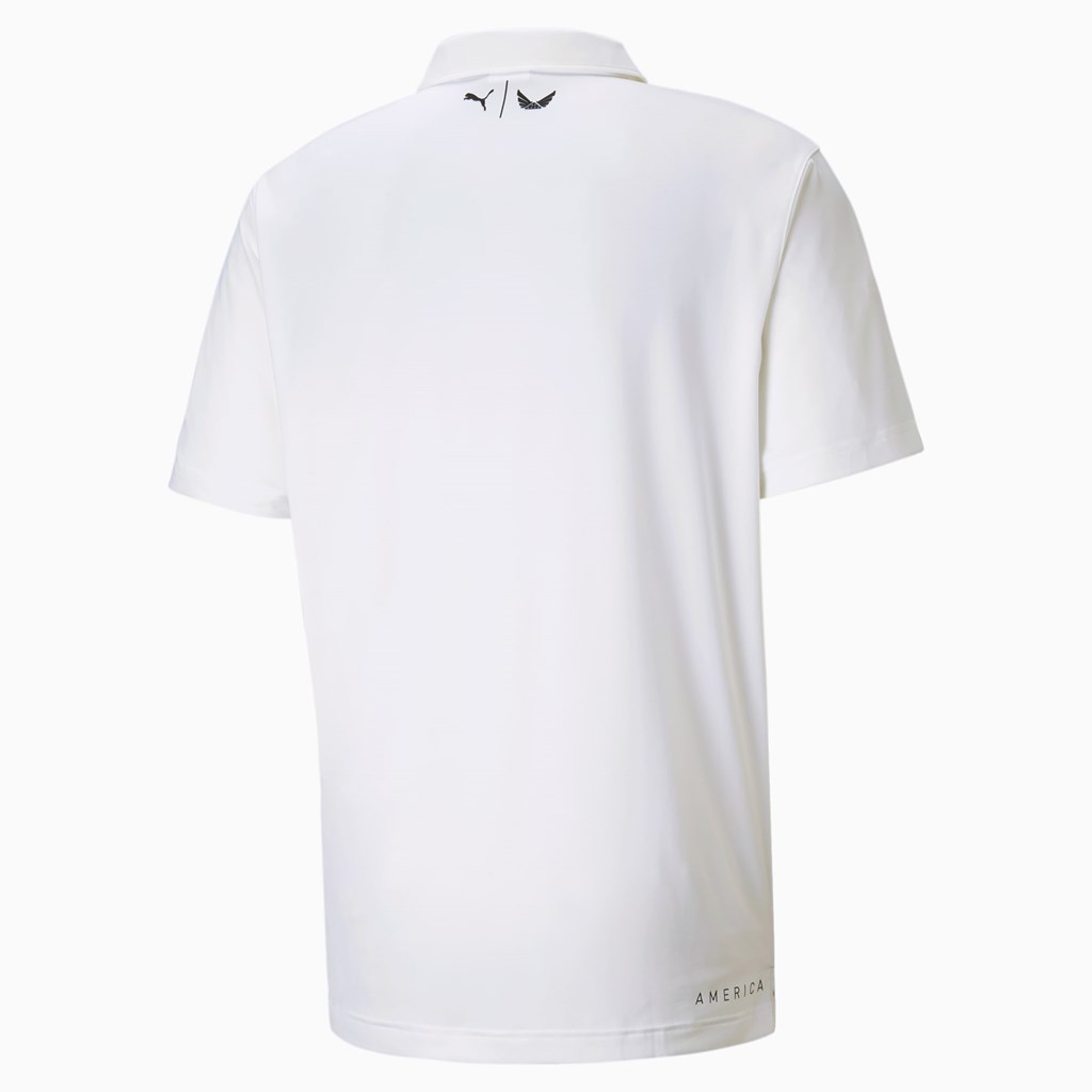 Bright White Puma MATTR Betsy Pocket Golf Men's Polo Shirt | 8209FWJNX