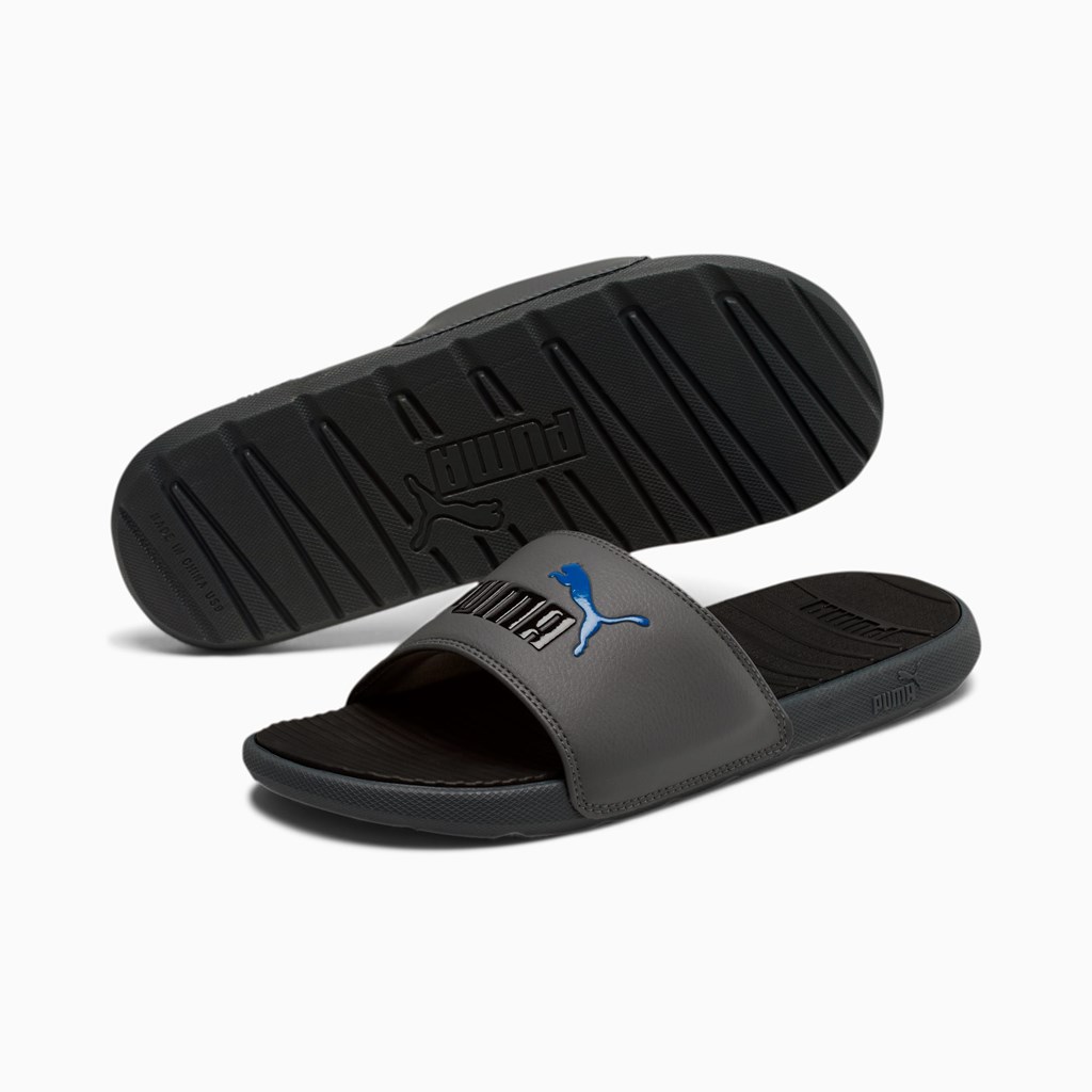 Castlerock / Black / Lapis Blue Puma Cool Cat Men's Slides | 3246ZJVNW