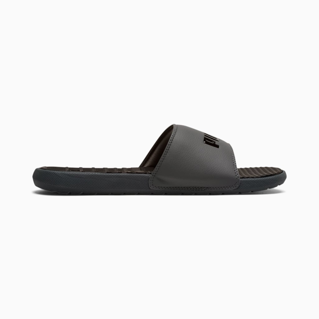 Castlerock / Black / Lapis Blue Puma Cool Cat Men's Slides | 3246ZJVNW