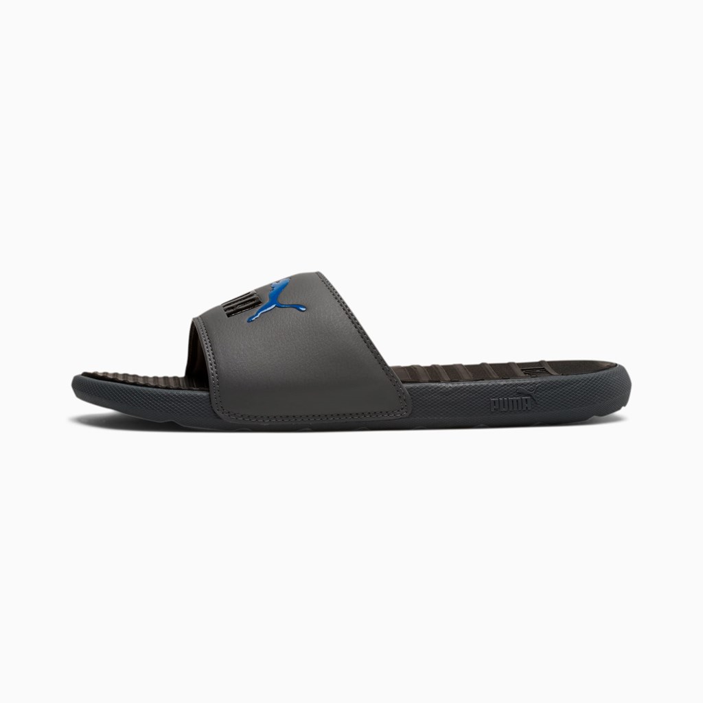 Castlerock / Black / Lapis Blue Puma Cool Cat Men\'s Slides | 3246ZJVNW