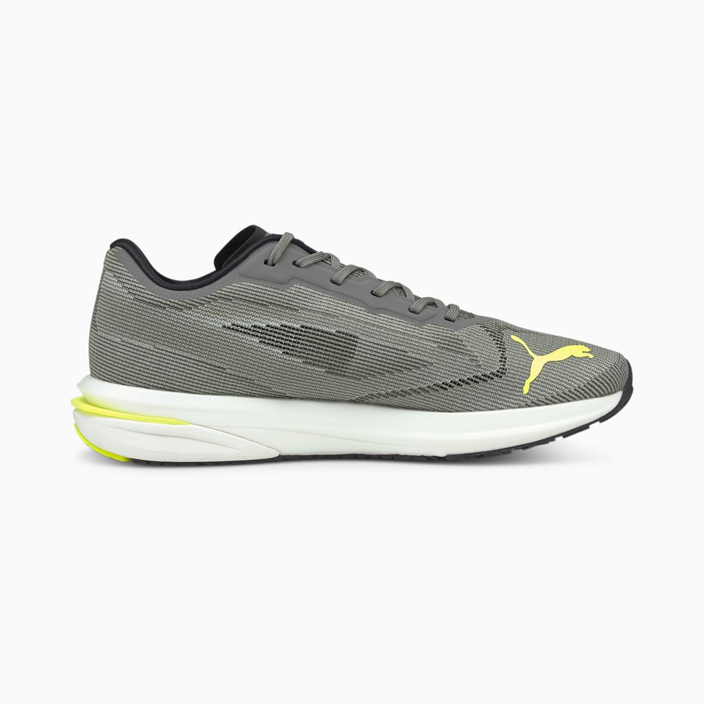 Castlerock / Yellow Alert / Black Puma Velocity NITRO Men's Running Shoes | 3674HOJWR