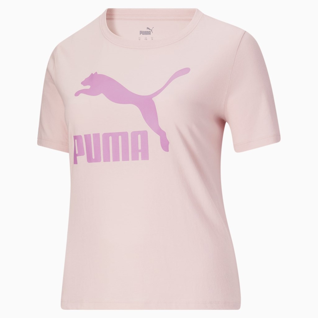 Chalk Pink Puma Classics Logo PL Women's Tee | 0241PWUVX