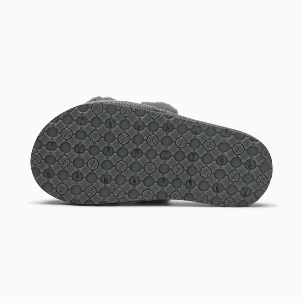 Charcoal Gray / White Puma Fluff Little Girls' Slippers | 9287ECRPJ