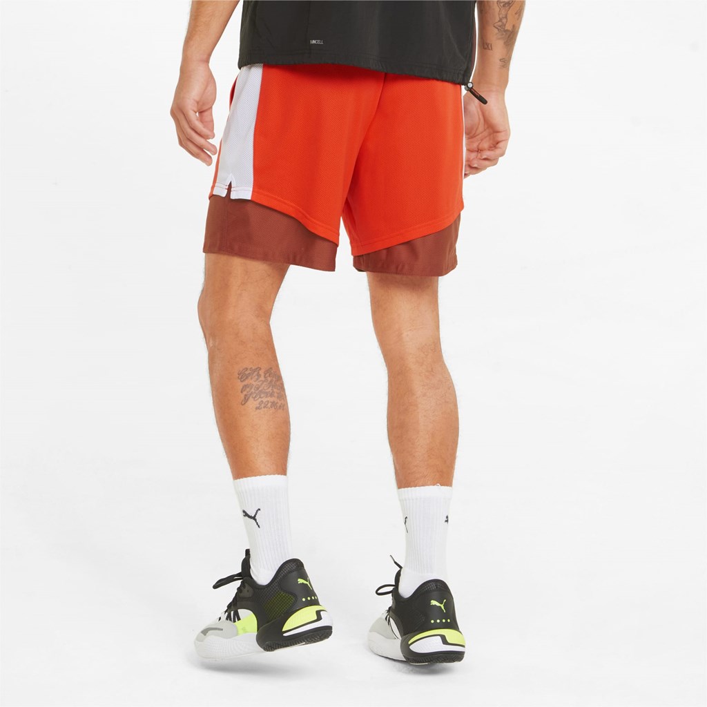 Cherry Tomato / Chili Oil Puma Pick and Roll Basketball Men's Shorts | 7263TKPRO