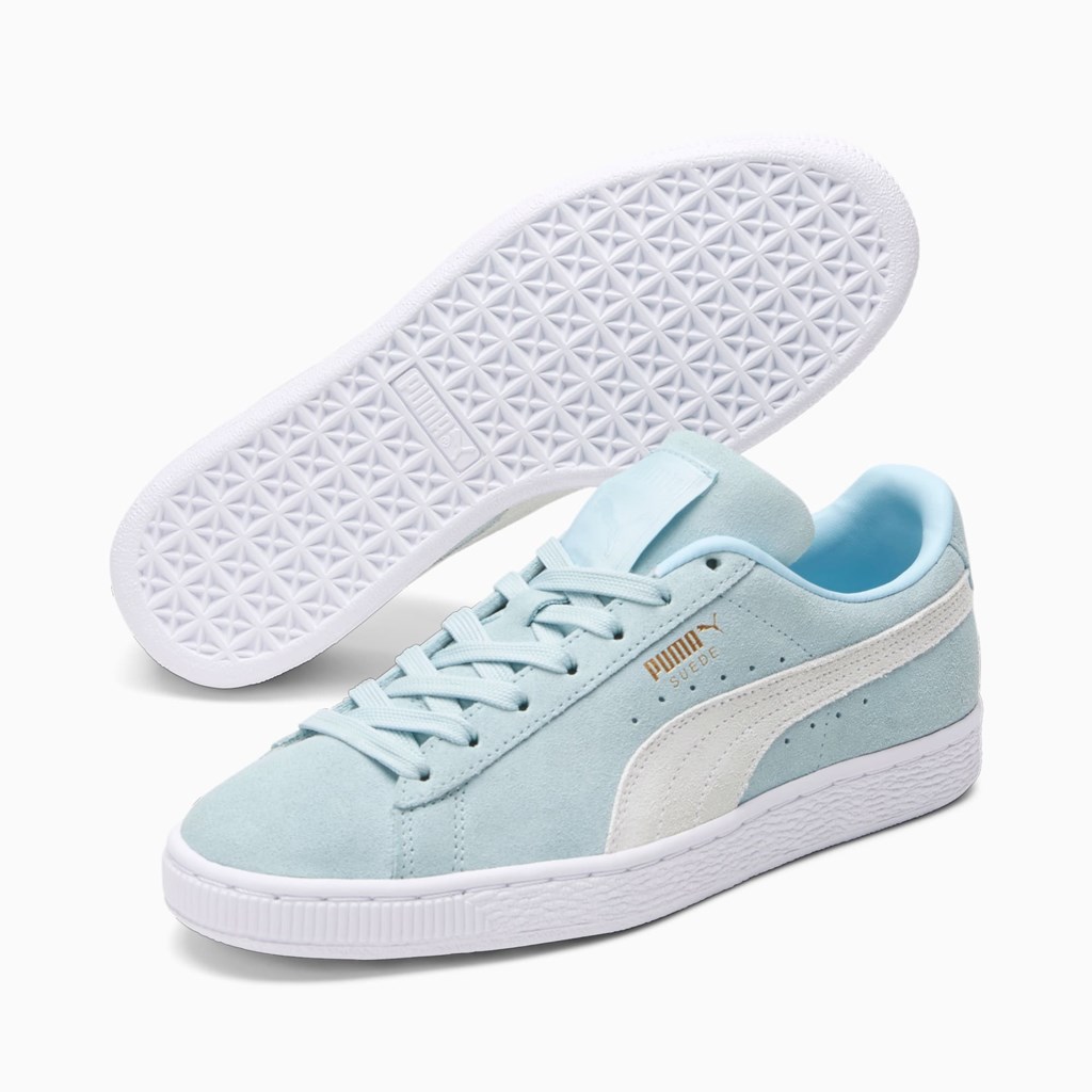 Cool Blue White / Gold Puma Suede Classic XXI Women's Sneakers | 5290XCMAR