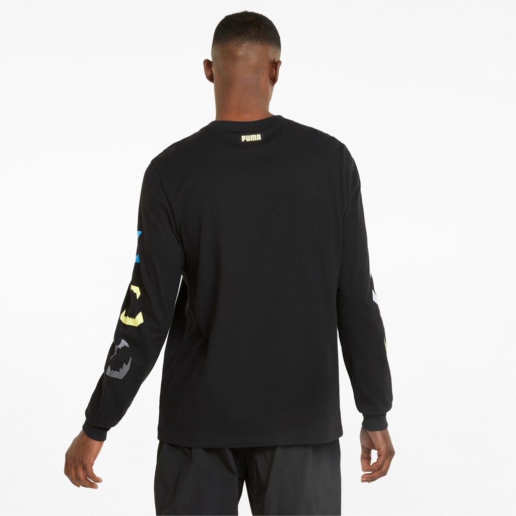 Cotton Black Puma 4th Quarter Long Sleeve Men's Tee | 3287YPCTW