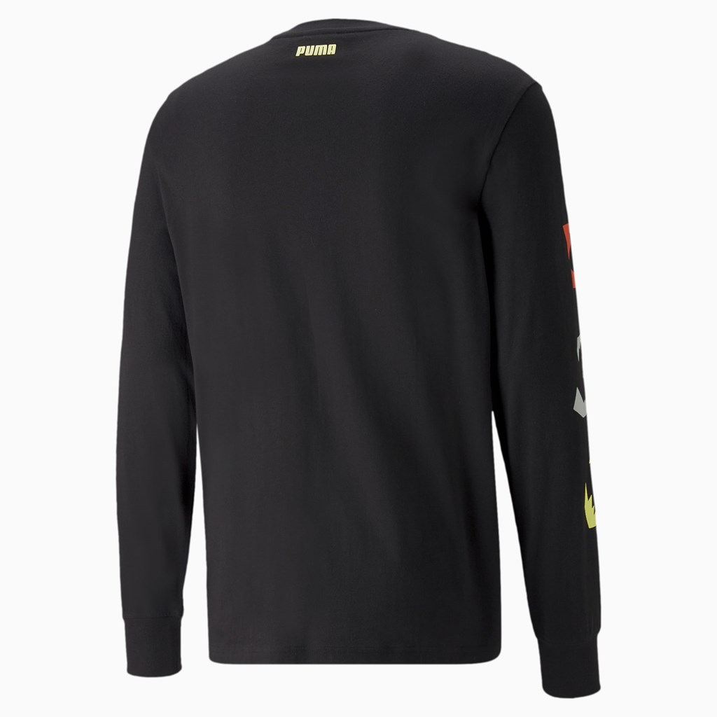 Cotton Black Puma 4th Quarter Long Sleeve Men's Tee | 3287YPCTW