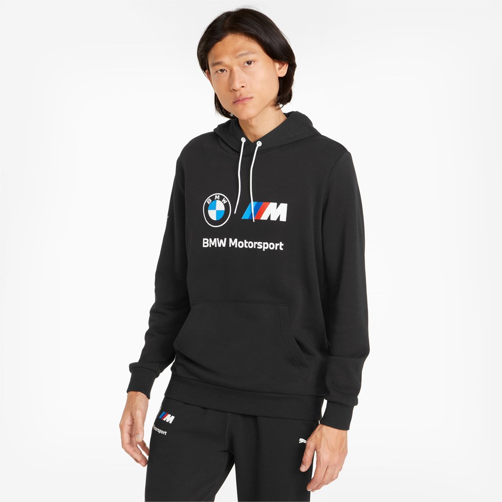 Cotton Black Puma BMW M Motorsport Essentials Training Men\'s Hoodie | 5012HZVDS