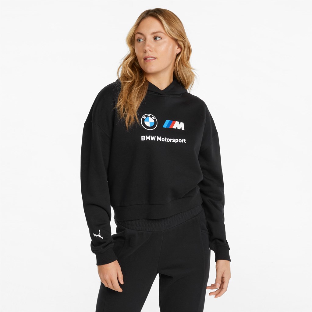 Cotton Black Puma BMW M Motorsport Essentials Logo Women\'s Hoodie | 9204MGLZI