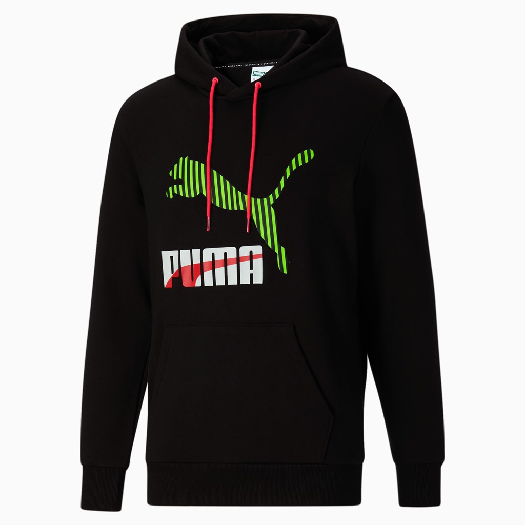 Cotton Black Puma Dazed Classics Logo Men's Hoodie | 1049KJDFX