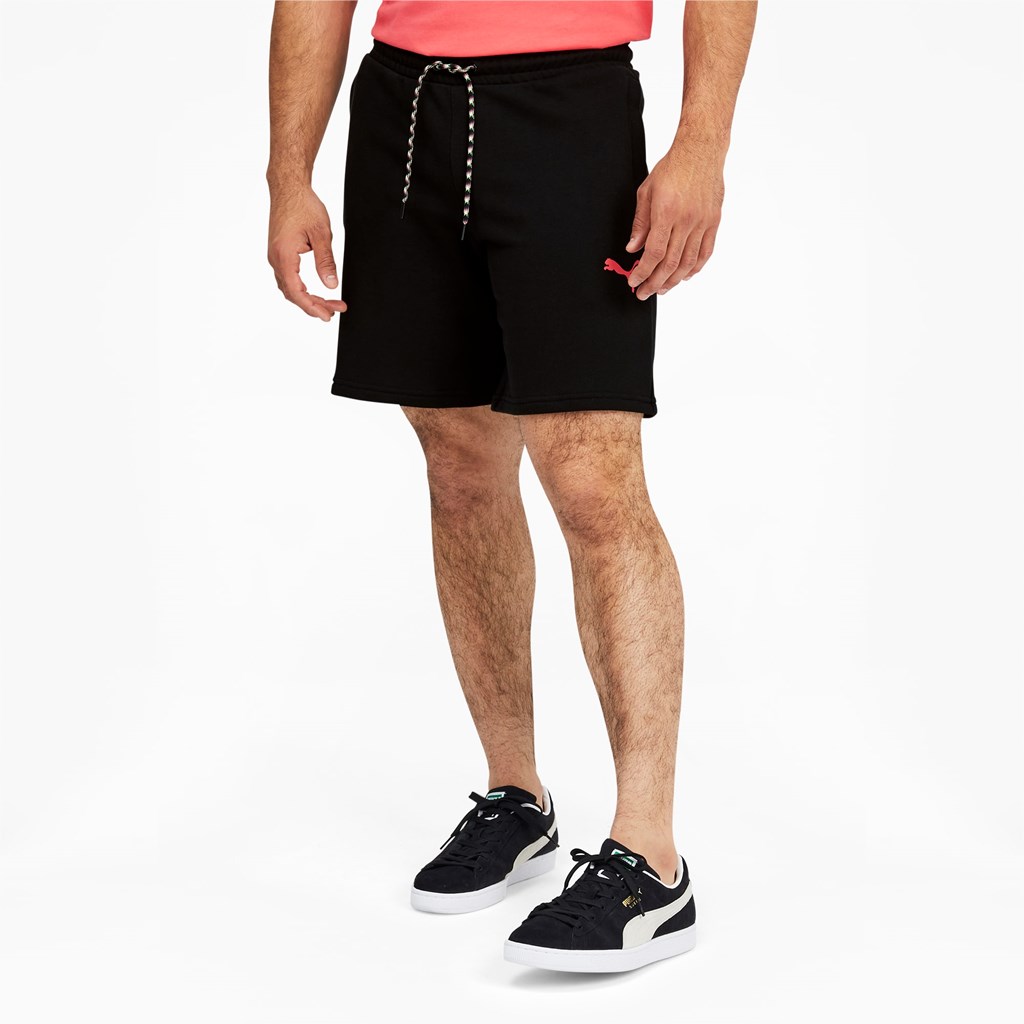 Cotton Black Puma Dazed INTL Men\'s Shorts | 6793HYMBR