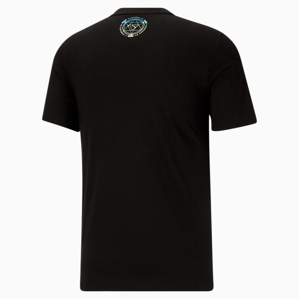 Cotton Black Puma Lightsense Box Logo Men's Tee | 3742SLJTW