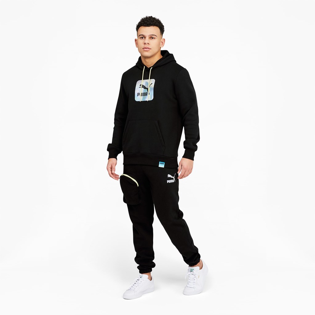 Cotton Black Puma Lightsense Men's Hoodie | 4608TYURE