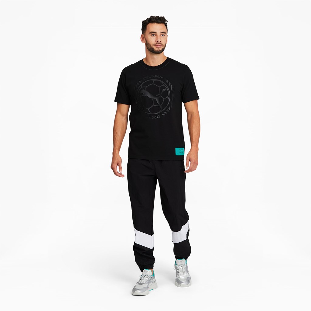 Cotton Black Puma PUMA x BALR. Soccer Men's Tee | 4932BUCJI