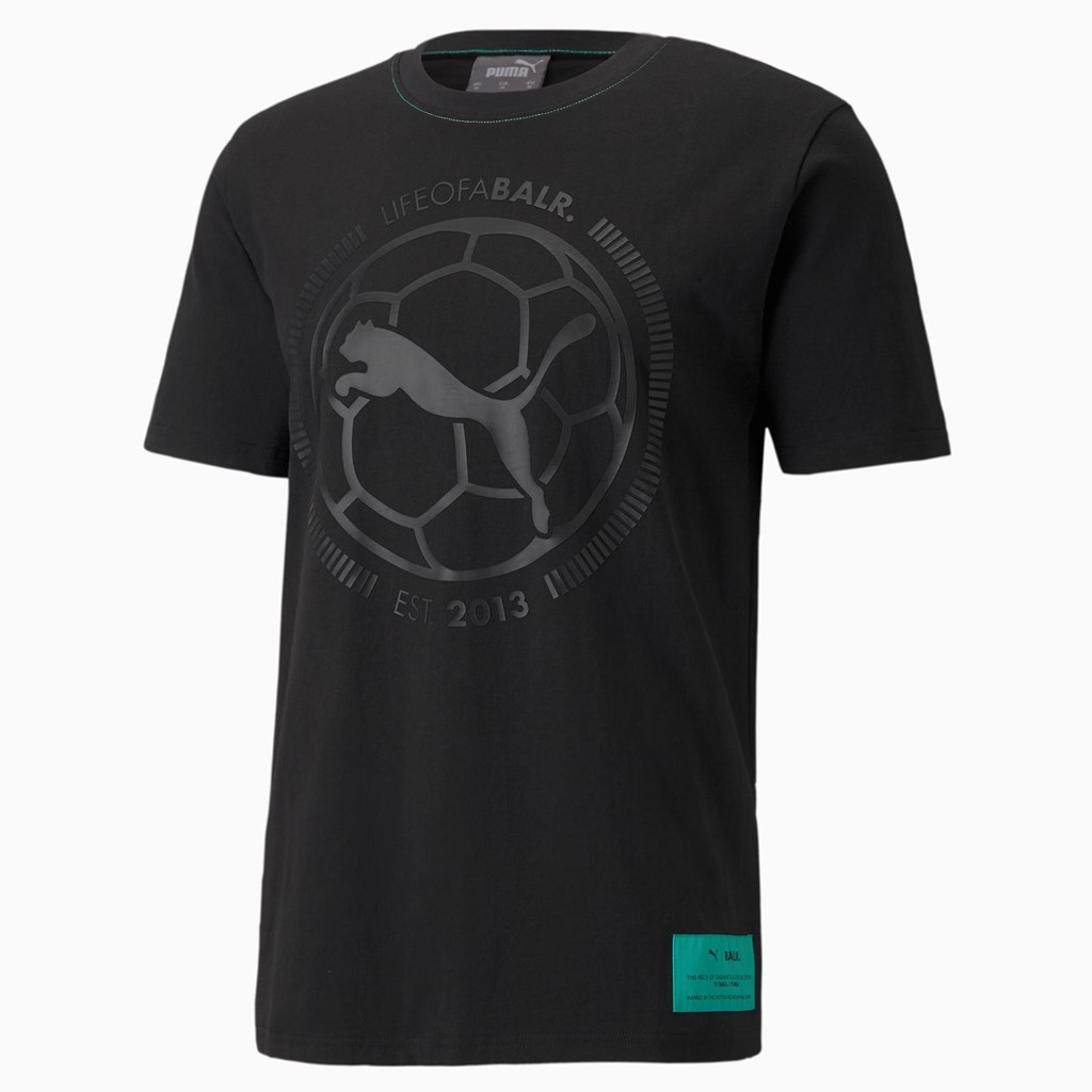 Cotton Black Puma PUMA x BALR. Soccer Men's Tee | 4932BUCJI