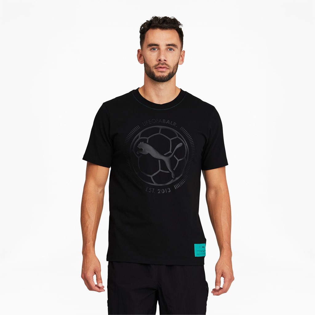 Cotton Black Puma PUMA x BALR. Soccer Men\'s Tee | 4932BUCJI