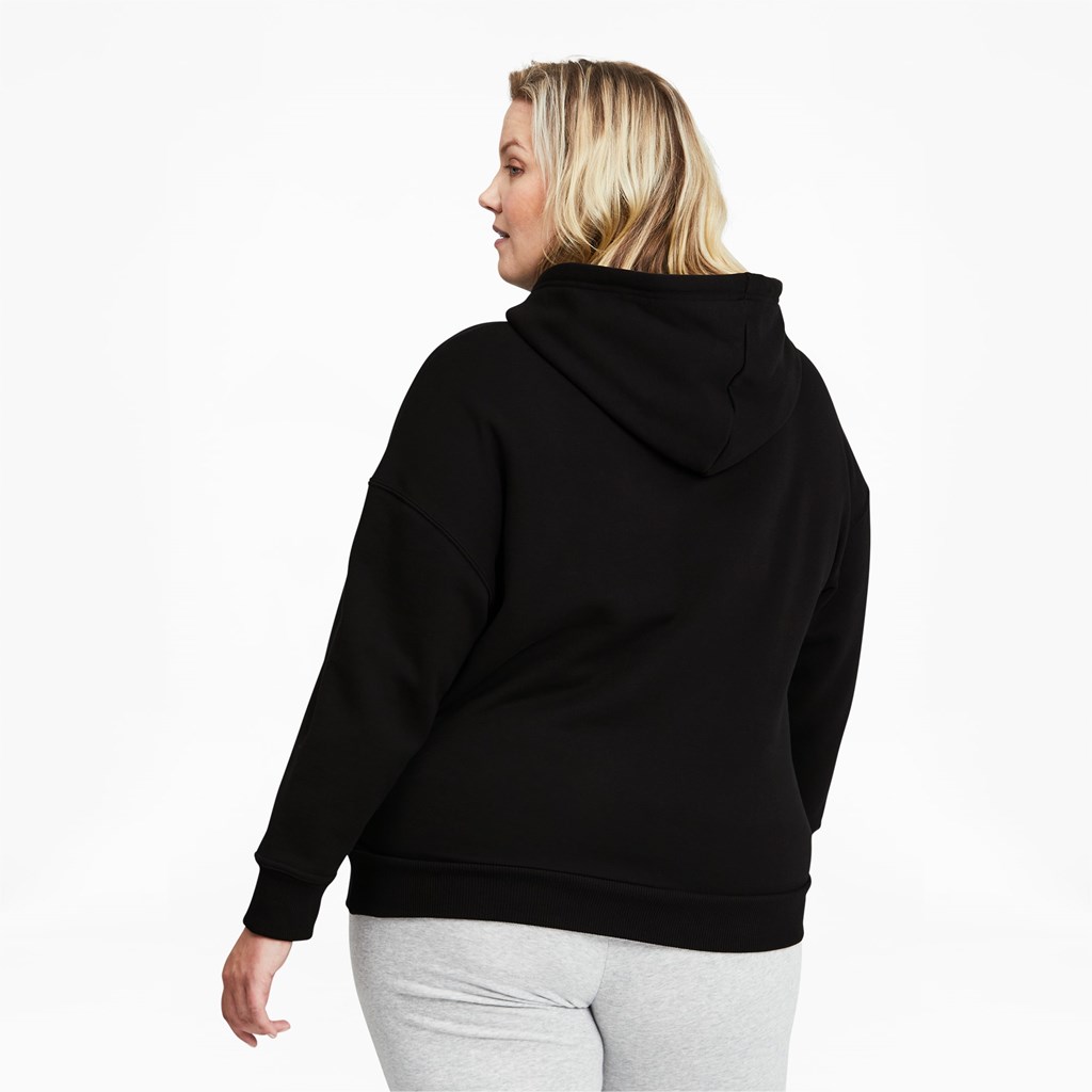 Cotton Black White Puma Classics Logo PL Women's Hoodie | 0562KPGCA