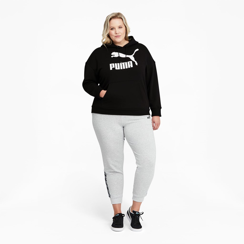 Cotton Black White Puma Classics Logo PL Women's Hoodie | 0562KPGCA