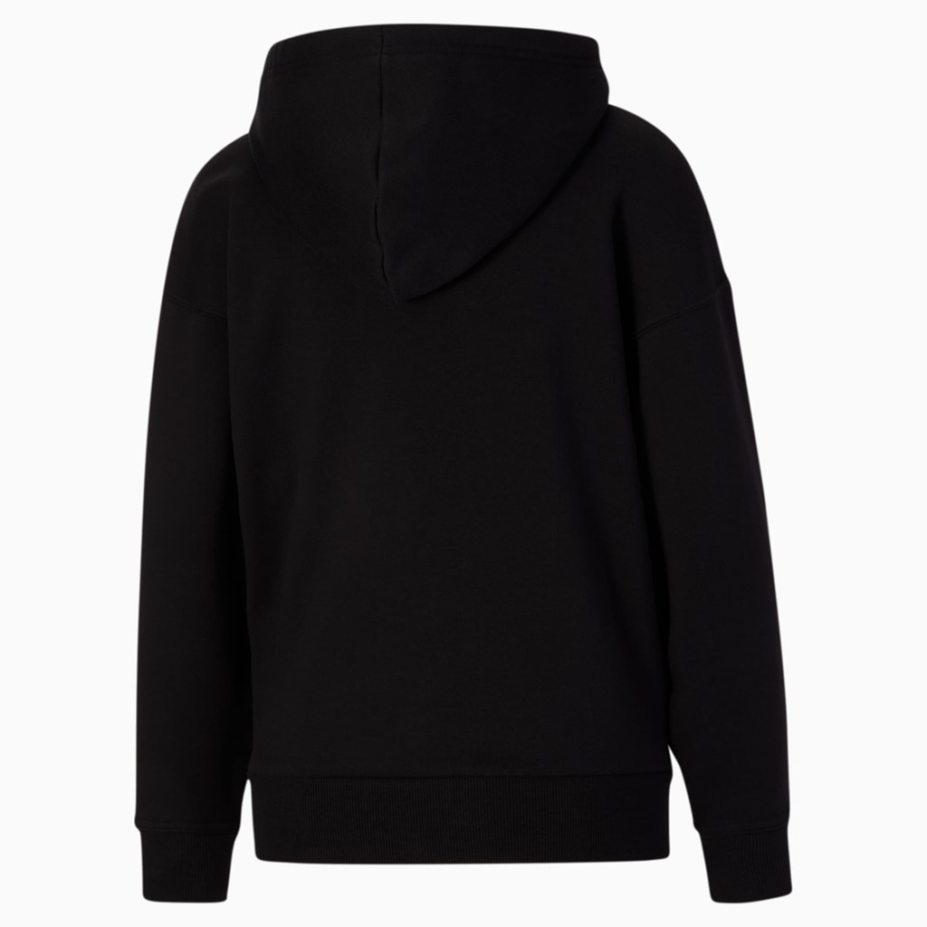 Cotton Black White Puma Classics Logo Women's Hoodie | 9750KIVDP