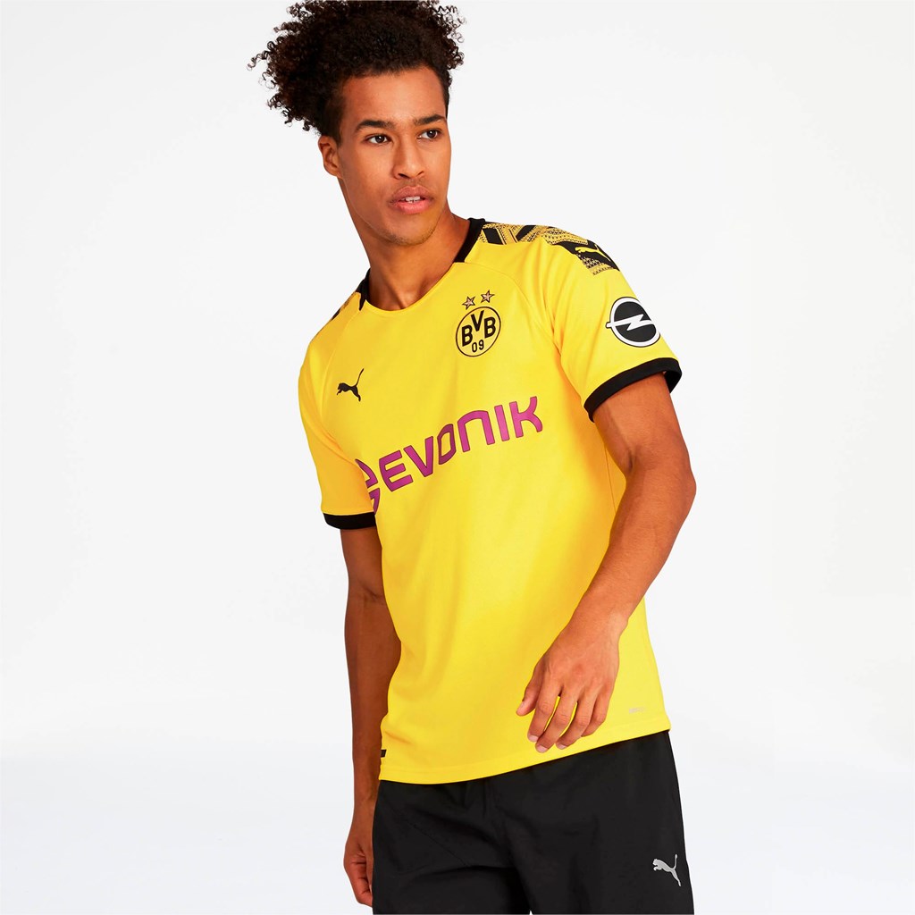 Cyber Yellow / Black Puma BVB Home Replica Men's Jersey | 8092GJSVL