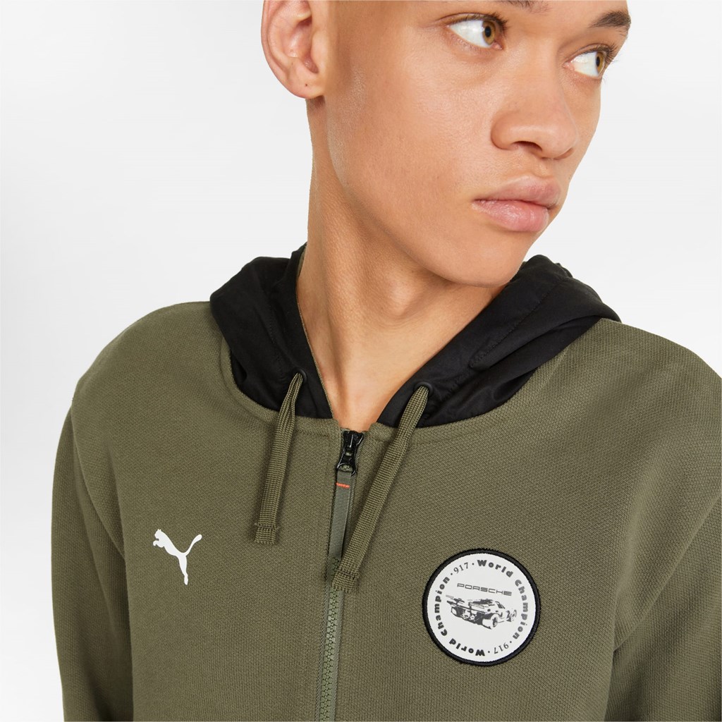 Dark Green Moss Puma Porsche Legacy Statement Men's Hoodie | 7126MWLCR