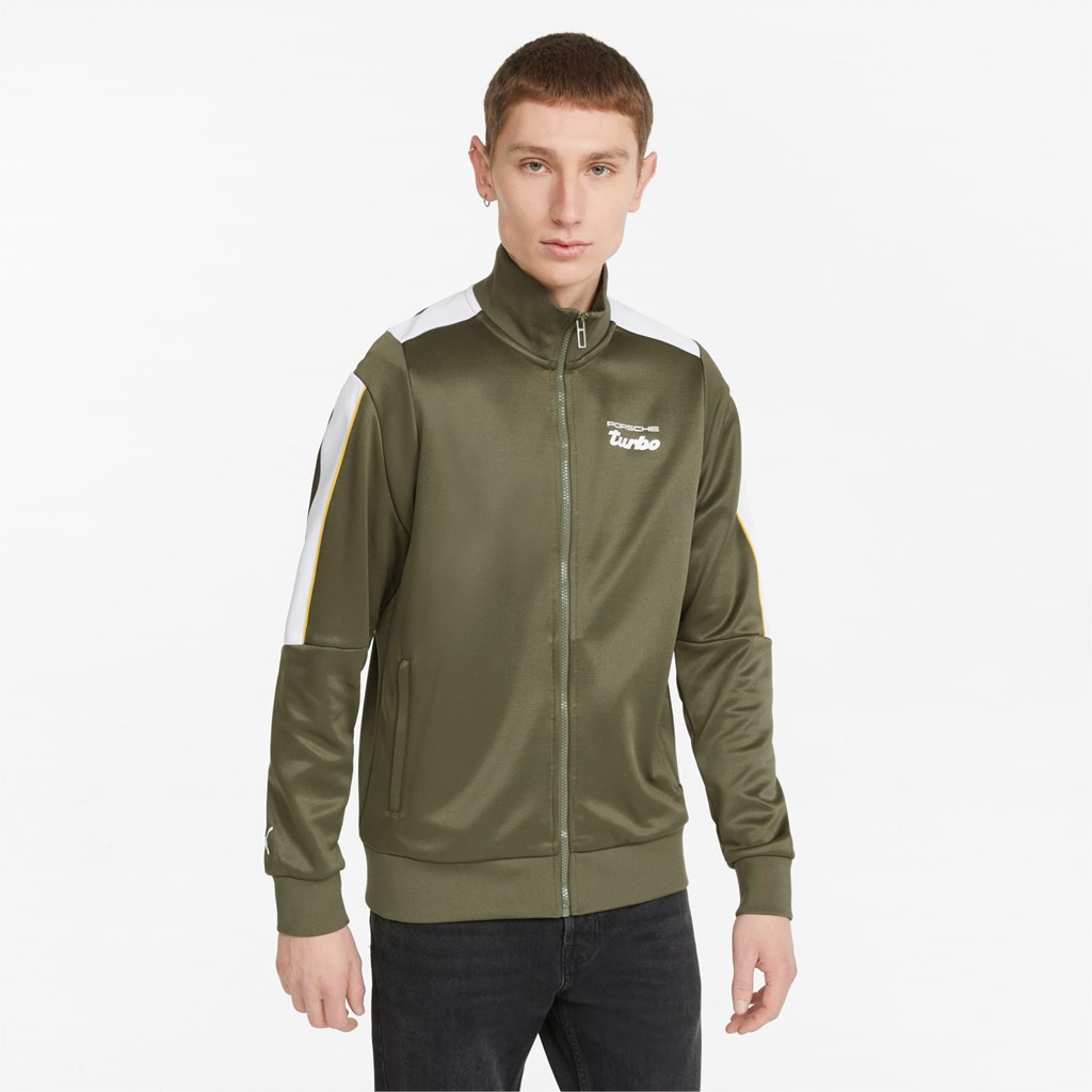 Dark Green Moss Puma Porsche Legacy T7 Track Men\'s Jacket | 2549URBPG