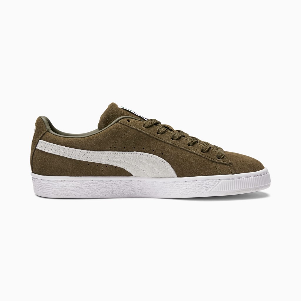 Dark Olive / White / Team Gold Puma Suede Classic XXI Men's Sneakers | 6097RZBUH