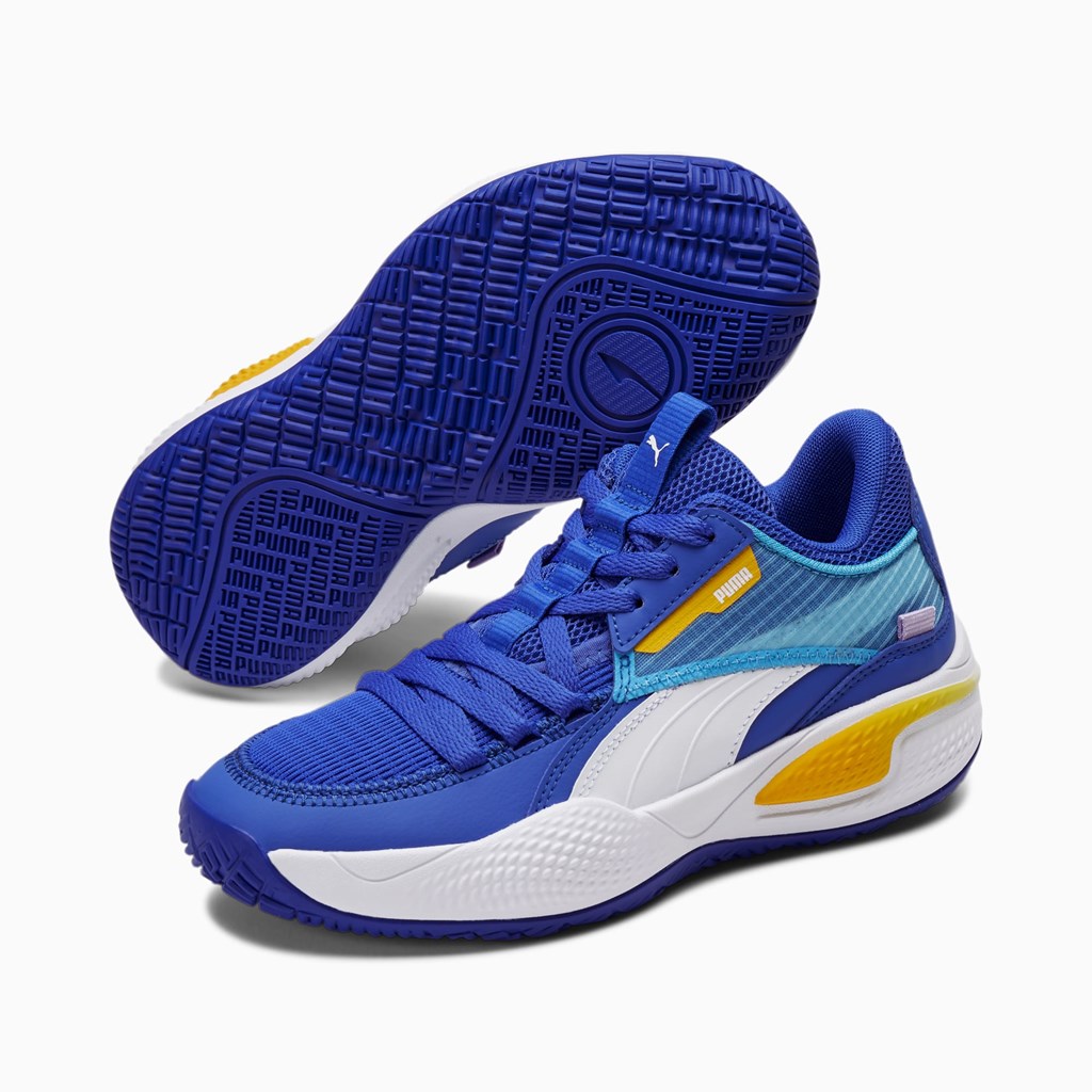 Dazzling Blue / Saffron Puma Court Rider JR Boys' Basketball Shoes | 2195SJKWZ