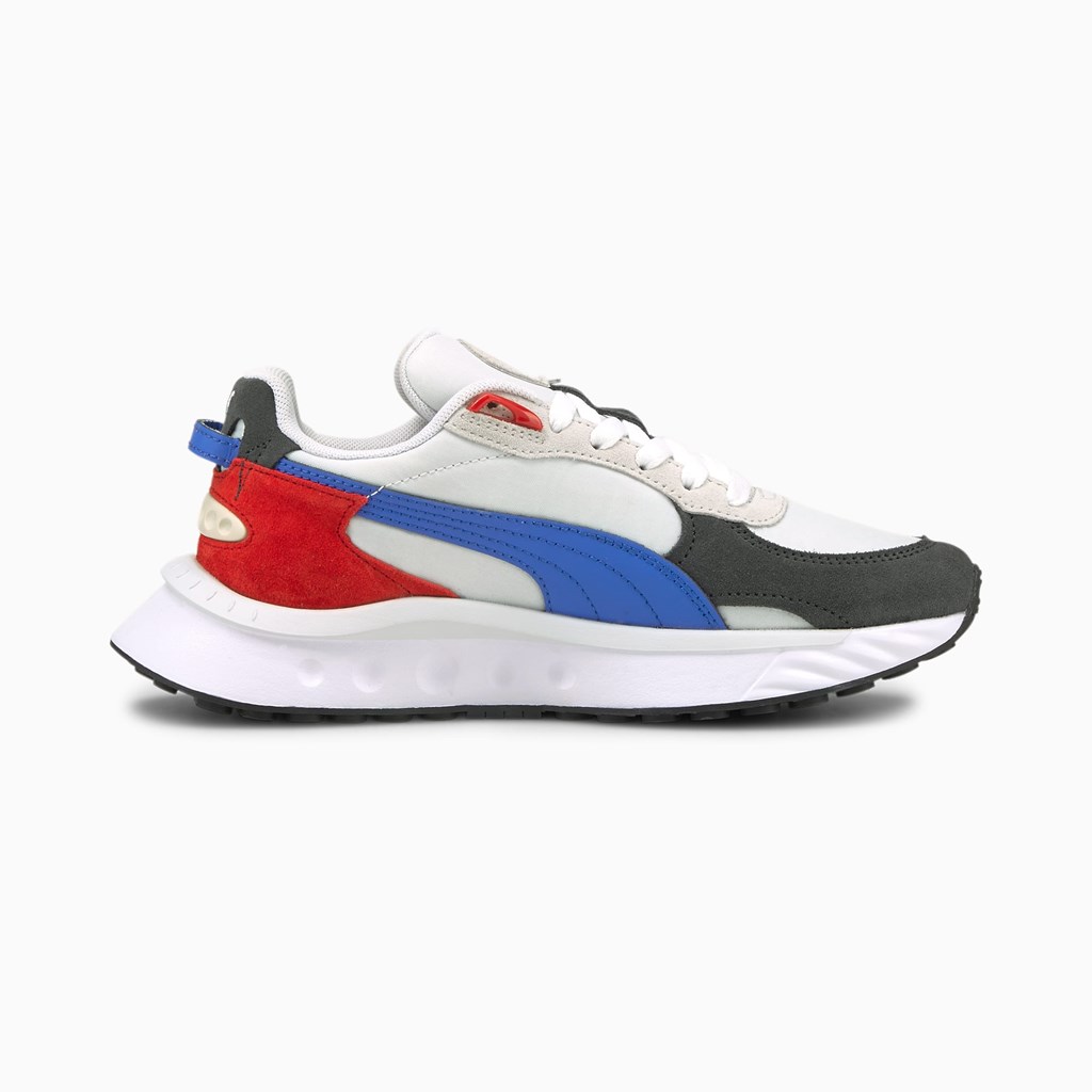 Ebony / White Puma Wild Rider Rollin' JR Boys' Sneakers | 7642ORUYL