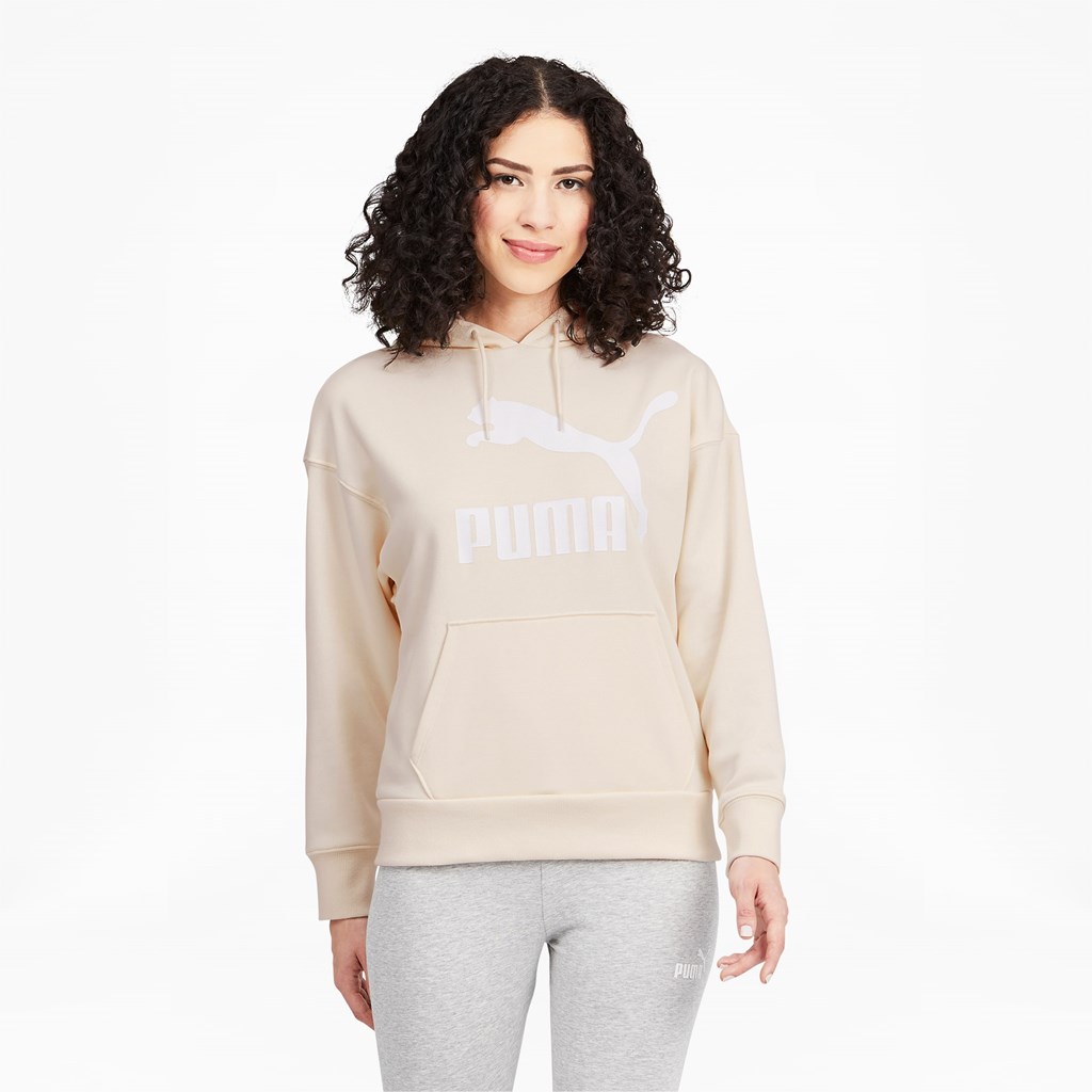 Eggnog Puma Classics Logo Women\'s Hoodie | 7306FLIJN