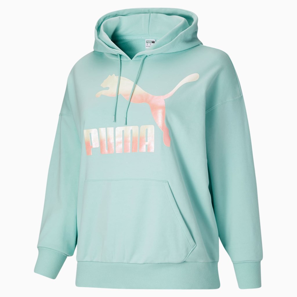 Eggshell Blue / Gloaming Puma Classics Logo PL Women's Hoodie | 9516NRAJK