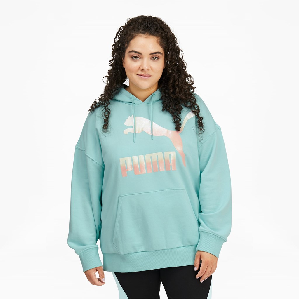 Eggshell Blue / Gloaming Puma Classics Logo PL Women\'s Hoodie | 9516NRAJK