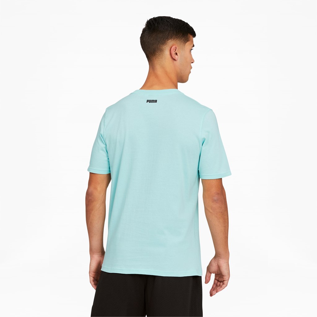 Eggshell Blue Puma Qualifier Basketball Short Sleeve Men's Tee | 4786RAPIS