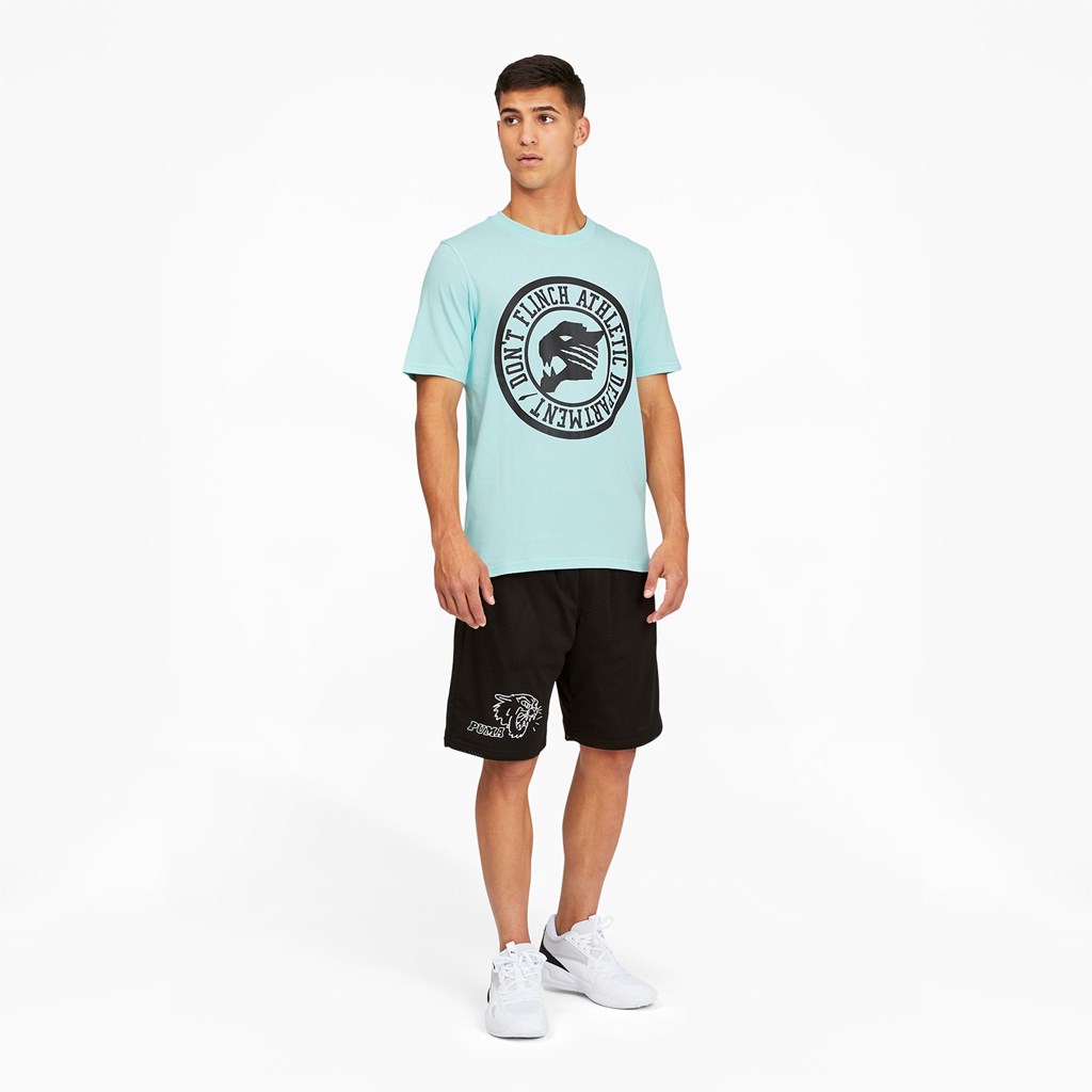 Eggshell Blue Puma Qualifier Basketball Short Sleeve Men's Tee | 4786RAPIS