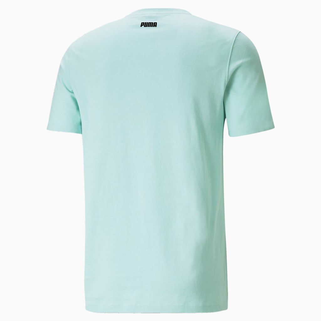 Eggshell Blue Puma Qualifier Basketball Short Sleeve Men's Tee | 4786RAPIS