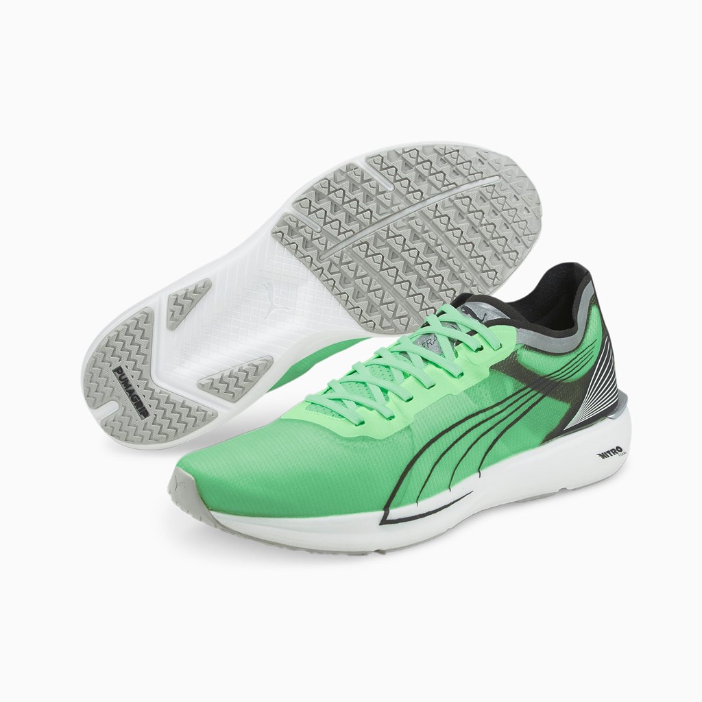 Elektro Green / Silver / Black Puma Liberate NITRO COOLadapt Men's Running Shoes | 4209EYBDO