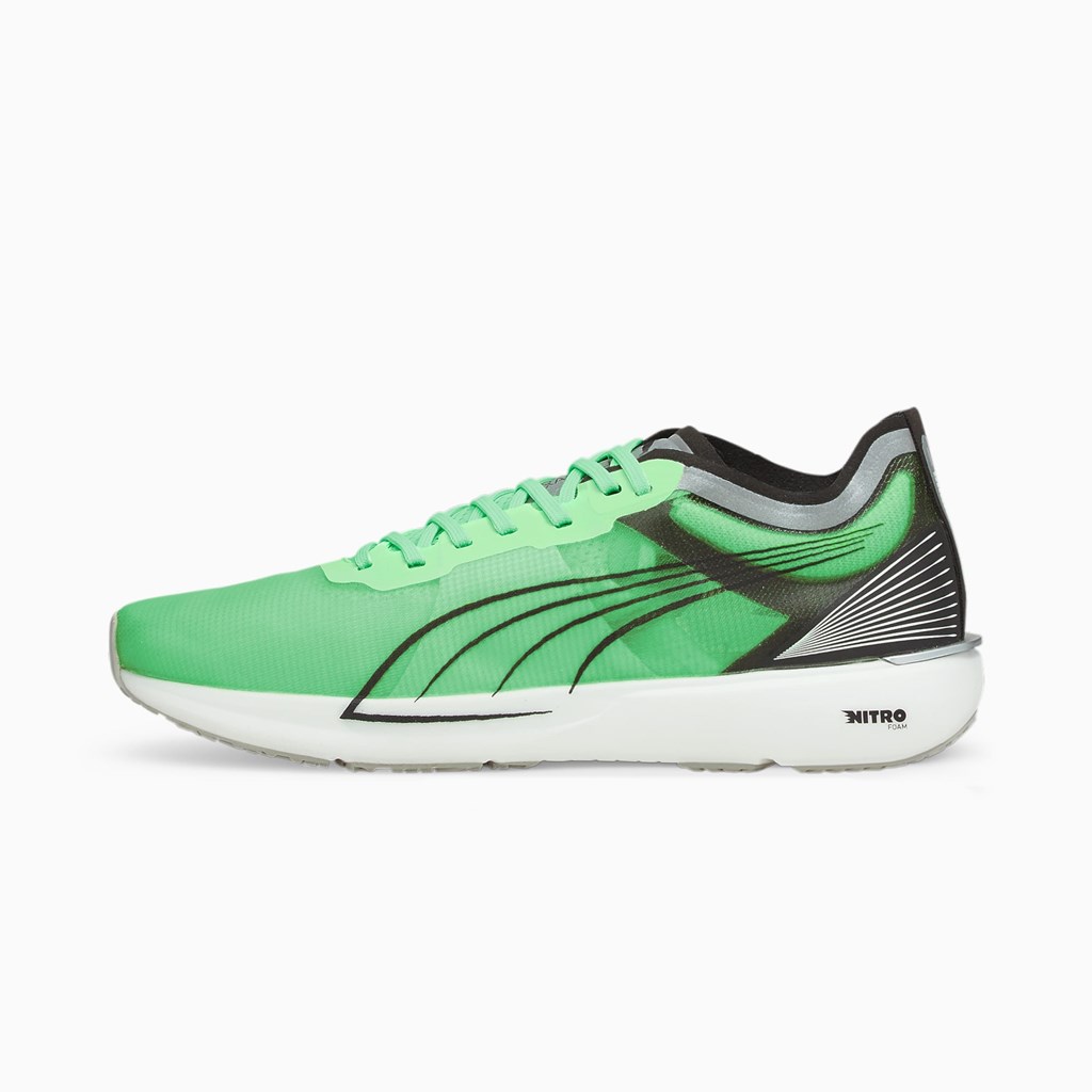 Elektro Green / Silver / Black Puma Liberate NITRO COOLadapt Men\'s Running Shoes | 4209EYBDO