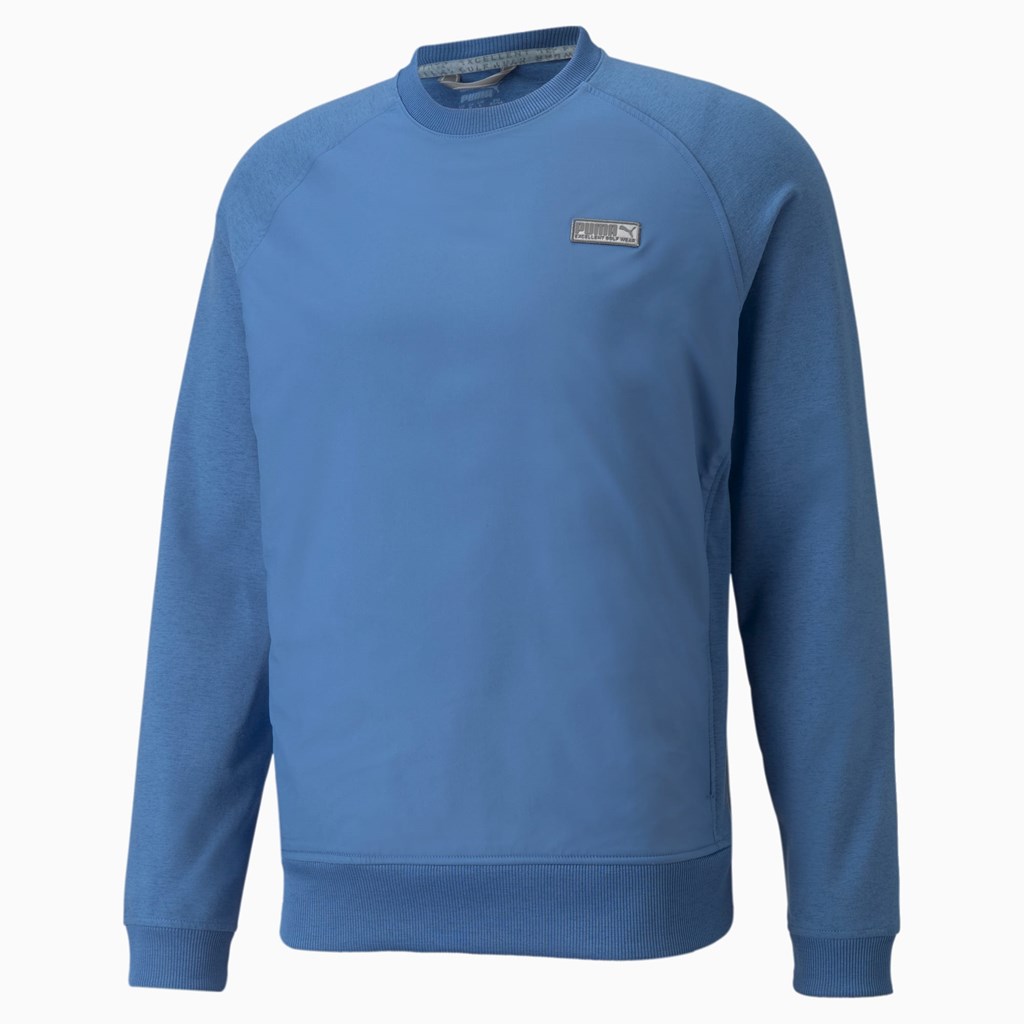 Federal Blue Heather Puma EGW CLOUDSPUN PM Golf Crewneck Men's Sweater | 9781CBYRS