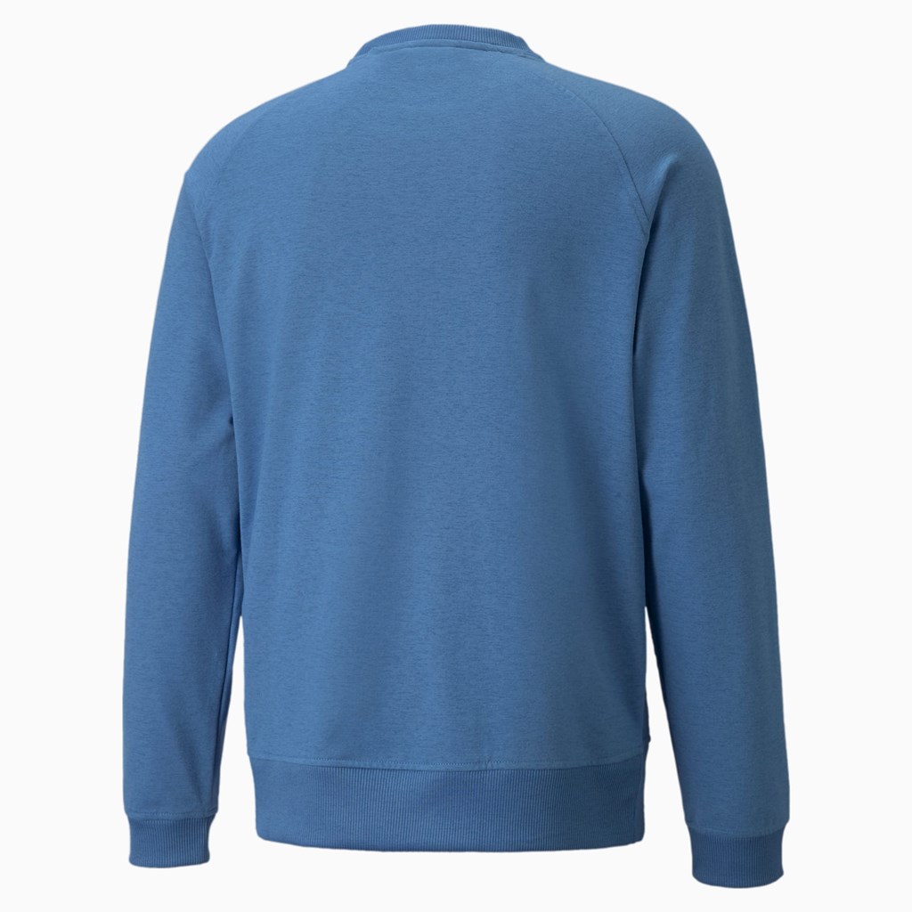 Federal Blue Heather Puma EGW CLOUDSPUN PM Golf Crewneck Men's Sweater | 9781CBYRS