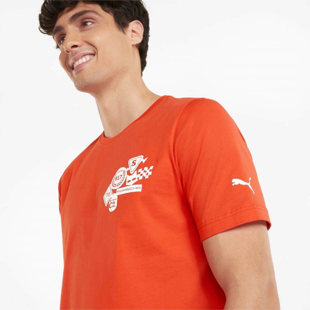 Firelight Puma Porsche Legacy Statement Men's Tee | 8270PHWRJ