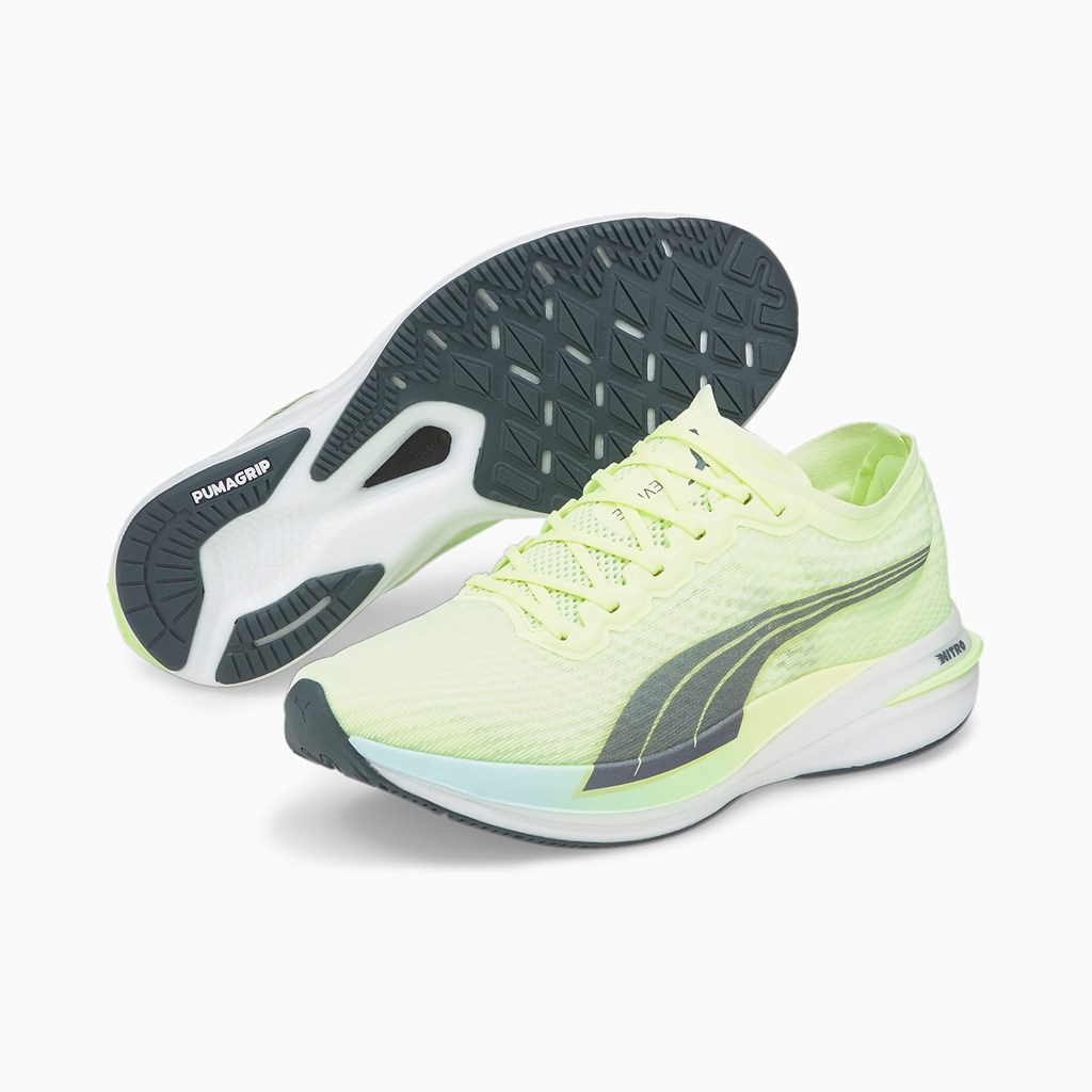 Fizzy Light / Dark Slate Puma Deviate NITRO Men's Running Shoes | 0468VQWFM