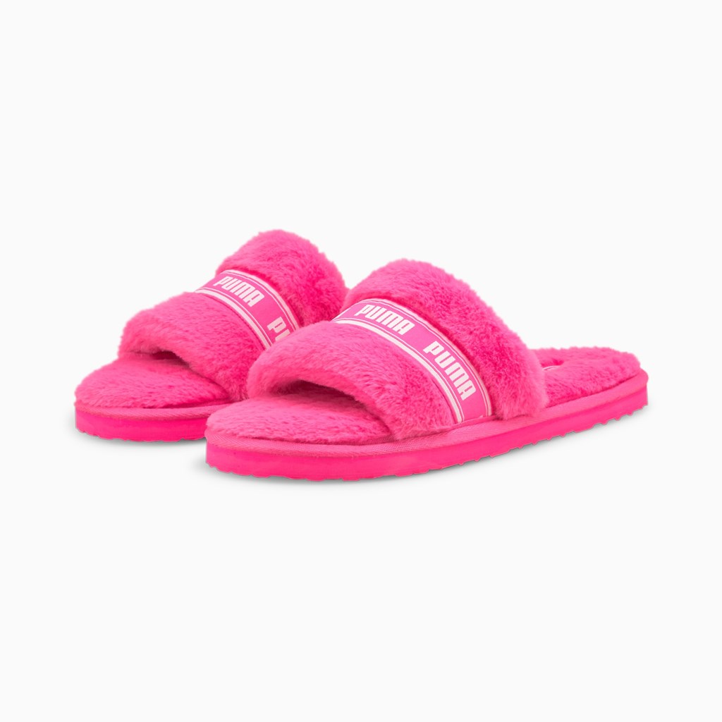 Fluo Pink / White Puma Fluff Slide Jr Girls' Sneakers | 1480VOSGN